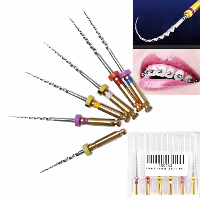 

6 pcs/box Universal Dental Engine Use NiTi Super Rotary File 25mm Machine Taper Dentist Tool Teeth Whitening Material Tool