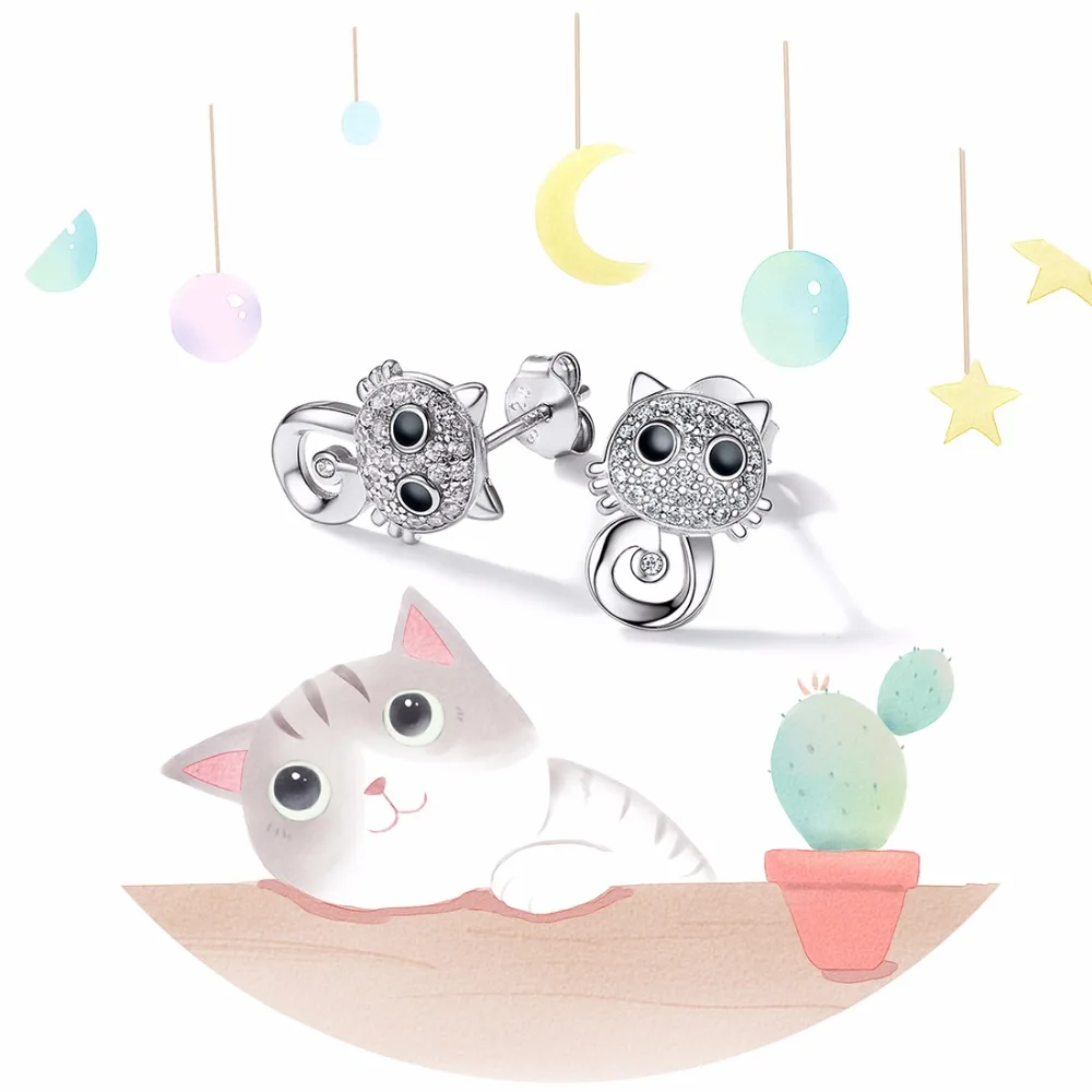 SILVERCUTE милые серьги в виде животных 925 пробы серебро хорошее ювелирное изделие