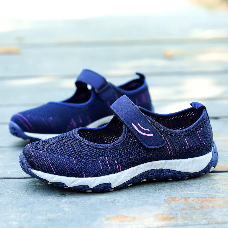 Летняя обувь; женские кроссовки из сетчатого материала; Повседневная дышащая обувь на плоской подошве; модные кроссовки для мам; мокасины; zapatos mujer; женские лоферы - Цвет: 03 Dark Blue