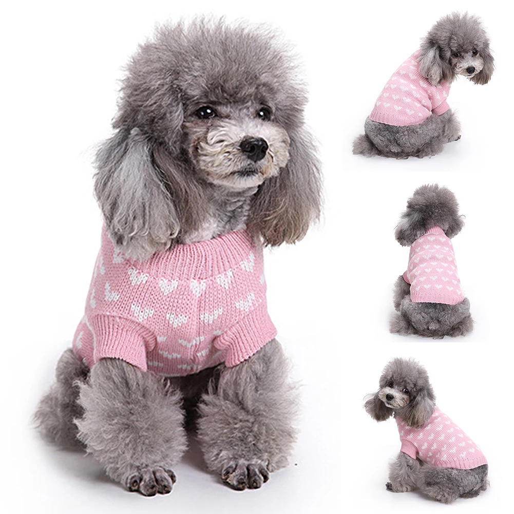 Сердце печатных собака свитер теплые пальто для будущих мам Pet Puppy Одежда