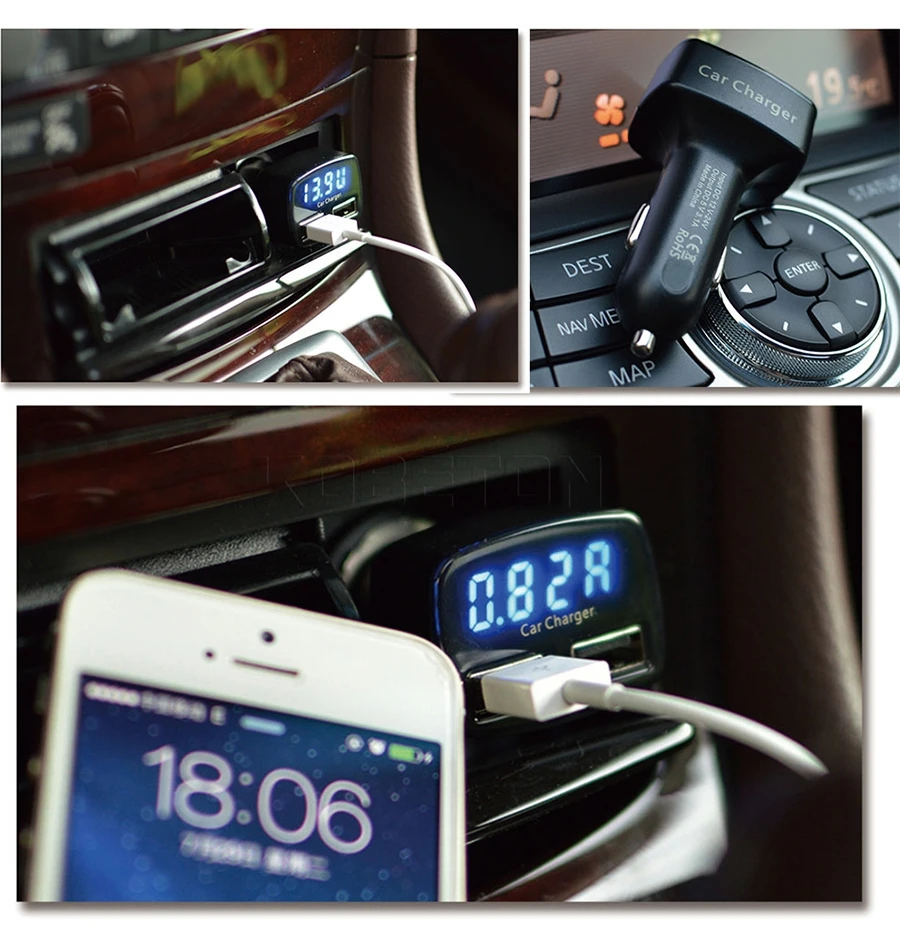 Quick Charge dual USB Charger For Mobile Phone led display Car Qualcomm 3.1A Fast Charging Adapter Mini Usb | Автомобили и