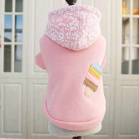 pet dress teddy pomeranian bichon small dog clothes puppy dog cute spring ice cream hooded sweater