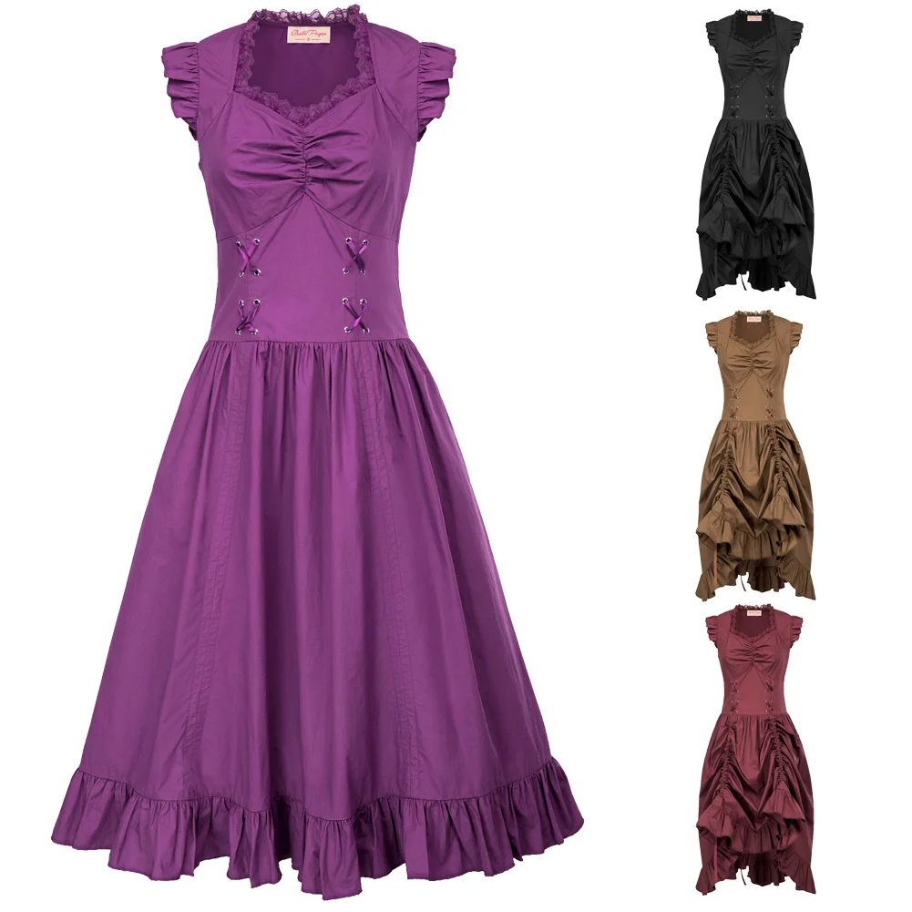 Винтажное женское платье без рукавов с v образным вырезом Ретро готическое