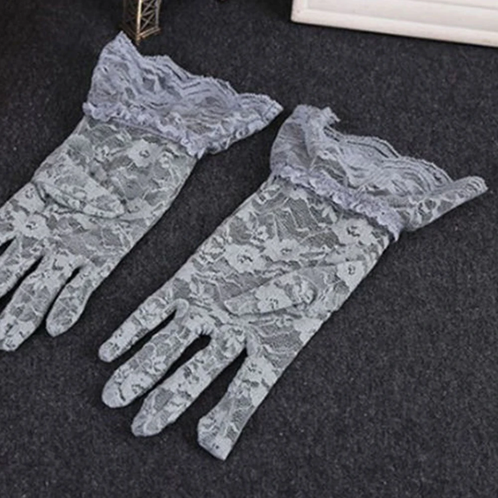 Черные кружевные короткие женские перчатки солнцезащитные УФ luvas de inverno великолепные розовые перчатки для пальцев аксессуары