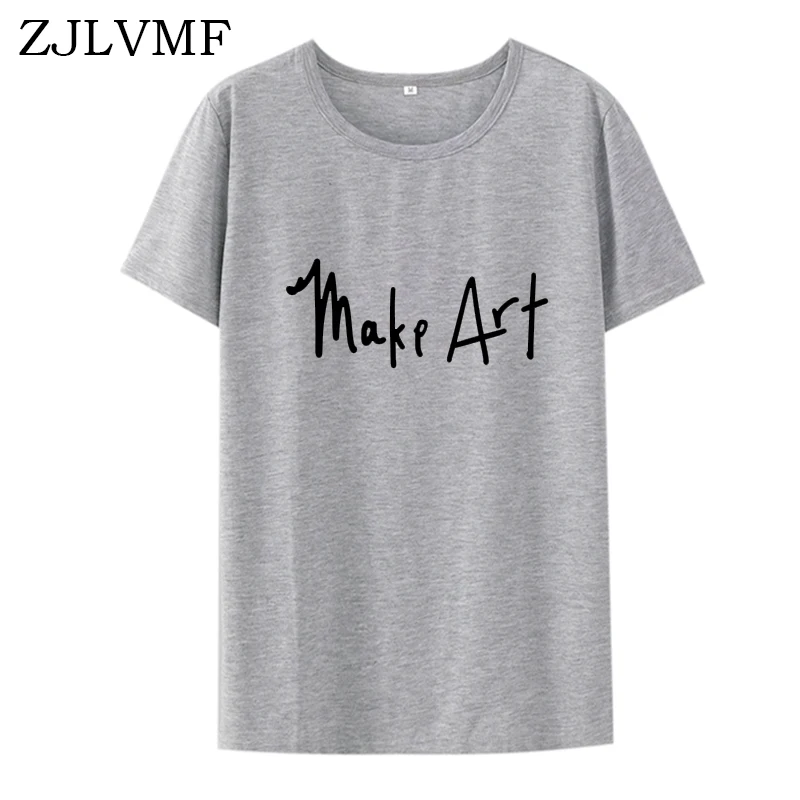 Женская футболка Zjlvmf Make Art свободная повседневная с круглым вырезом большой