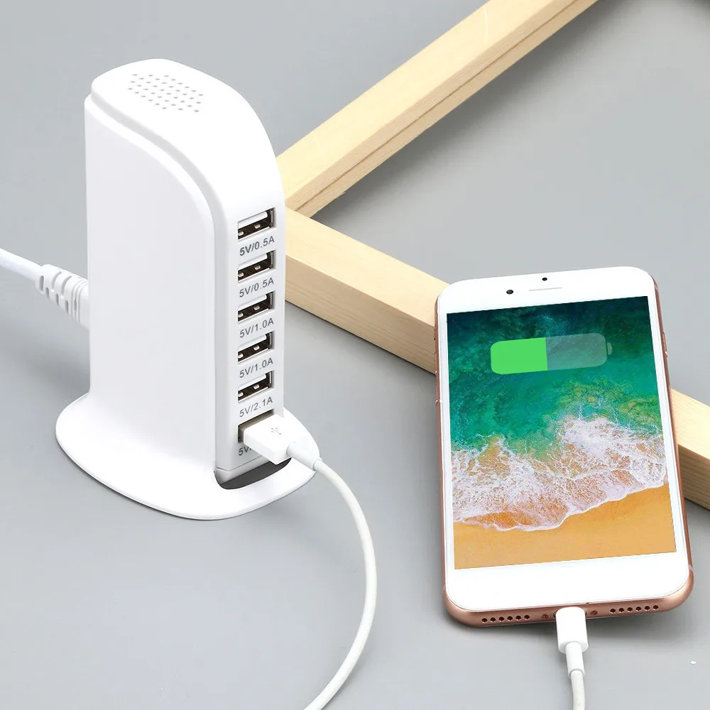 CARPRIE usb-хаб 6 USB многопортовый Великобритания штекер быстрое зарядное устройство Настольный концентратор высокое качество белый черный зарядная станция адаптер питания 1,5 м