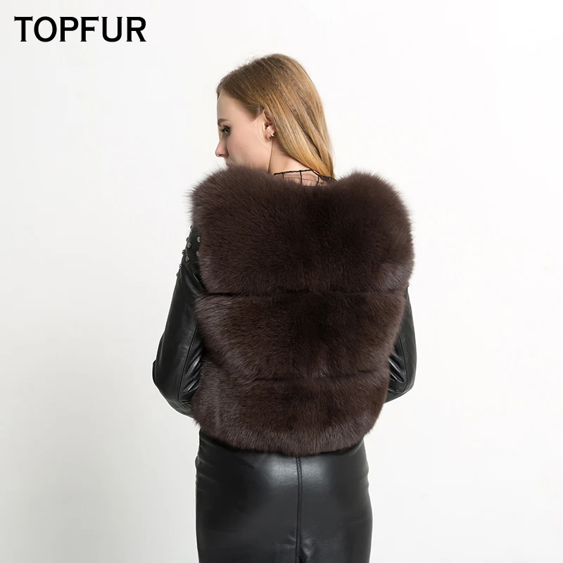 TOPFUR Новое Поступление Женское пальто из лисьего меха модная зимняя короткая