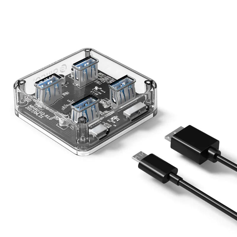 Высокоскоростной 4-портовый прозрачный концентратор ORICO USB3.0 с интерфейсом