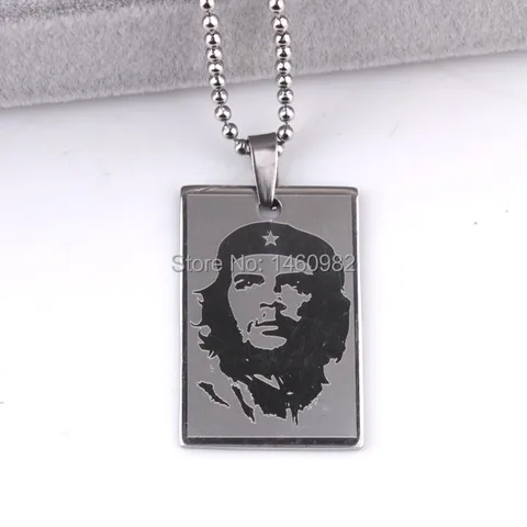 Кубинский революционер Че Гевара из нержавеющей стали, крутой кубинский кулон серебряного цвета с квадратным кулоном, подарочное ожерелье YN213