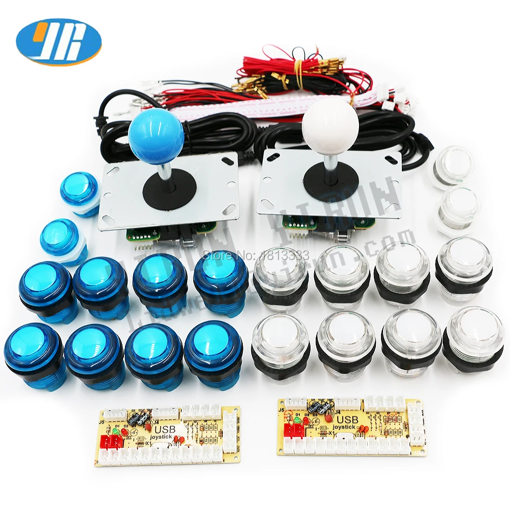 

Arcade DIY Kits Parts 5Pin Joystick + 2x 24mm + 8x 30mm 5V LED Illuminated Push Buttons Zero Delay USB Encoder To PC Arcade Game