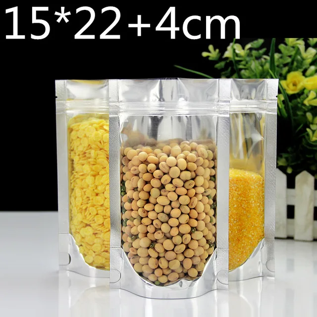 

Stand up 15x22+4cm Clear Plastic Aluminum Foil Package
