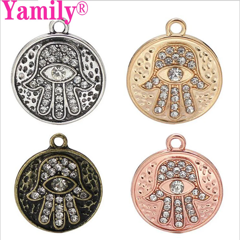 Yamily 6 шт./20 мм серебряные золотые розовые Золотые кристаллы Фатима рук сглаза