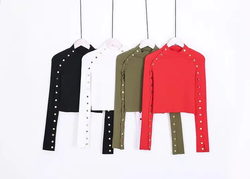 Женские футболки на весну и осень Короткие топы укороченные с длинным рукавом