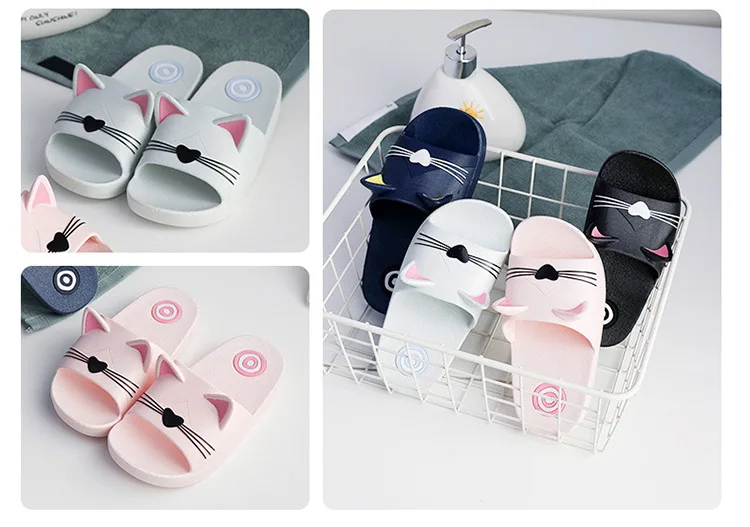 Girls Boys Home PVC Slippers Cartoon Cat Floor Family Shoes Beach Sandals kids shoes summer beach slippers