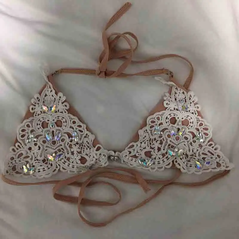 2019 кружевное бикини с бриллиантами купальник кристаллами женский бандаж