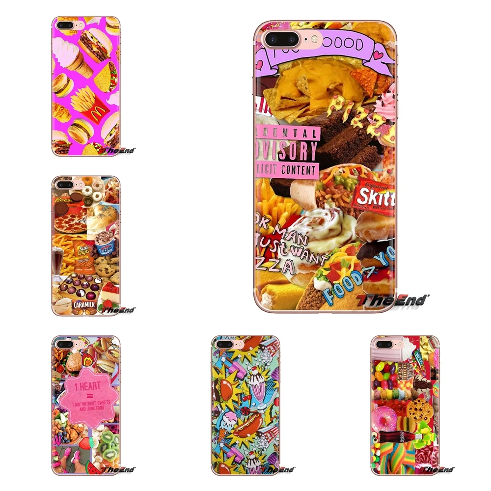 Ультратонкий чехол LVOE Junk Food Collage ART Pattern для LG G3 G4 Mini G5 G6 G7 Q6 Q7 Q8 Q9 V10 V20 V30 X Power 2 3 K10 K4 K8