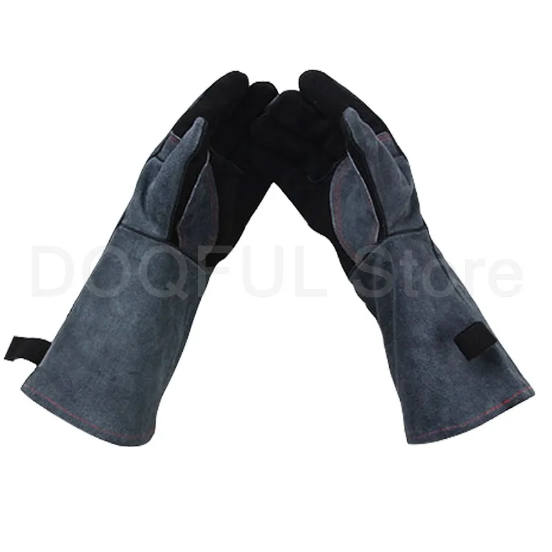 

BBQ Cowhide Gloves High Temperature 500 Degrees Celsius Fireproof Microwave Oven Gloves Heat Insulation Welding Baking Antiskid