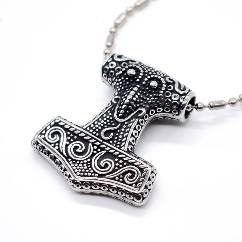 AMUMIU модный Thors Hammer Knot Myth Mjolnir кулон из нержавеющей стали с цепочкой ожерелье панк