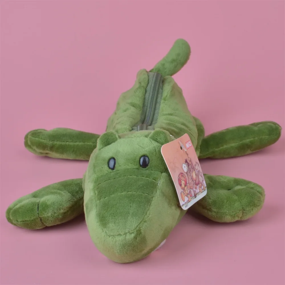 Зеленая кожа крокодила плюшевый игрушечный Карандаш Чехол для детей Сумка Для