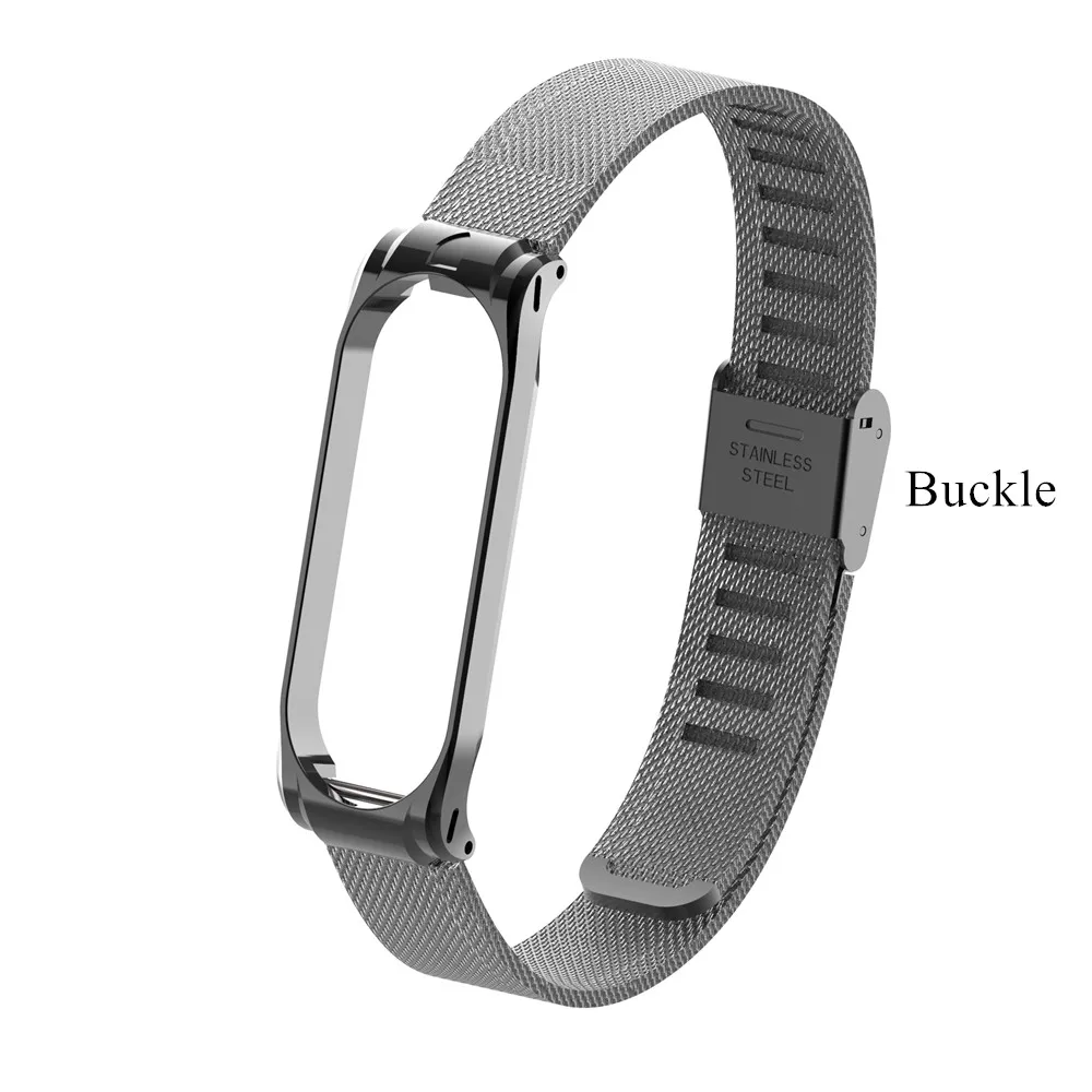 Металлический Ремешок Браслет mi Band 4 3 ремешок на запястье 4 3 NFC ремни из нержавеющей стали mi Band 4 3 ремешок на запястье для Xiao mi Band - Цвет: buckle black