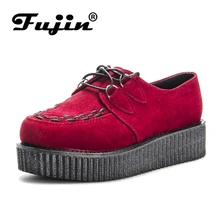 Fujin/брендовые красные замшевые осенние криперы из флока Большие
