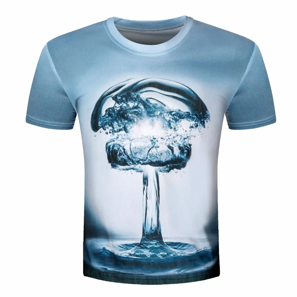 2016 Summer Men Fashion O-neck Casual Skull Wolf 3D Print T Shirt M-XXXXL Cotton Short Sleeve T-shirt | Мужская одежда