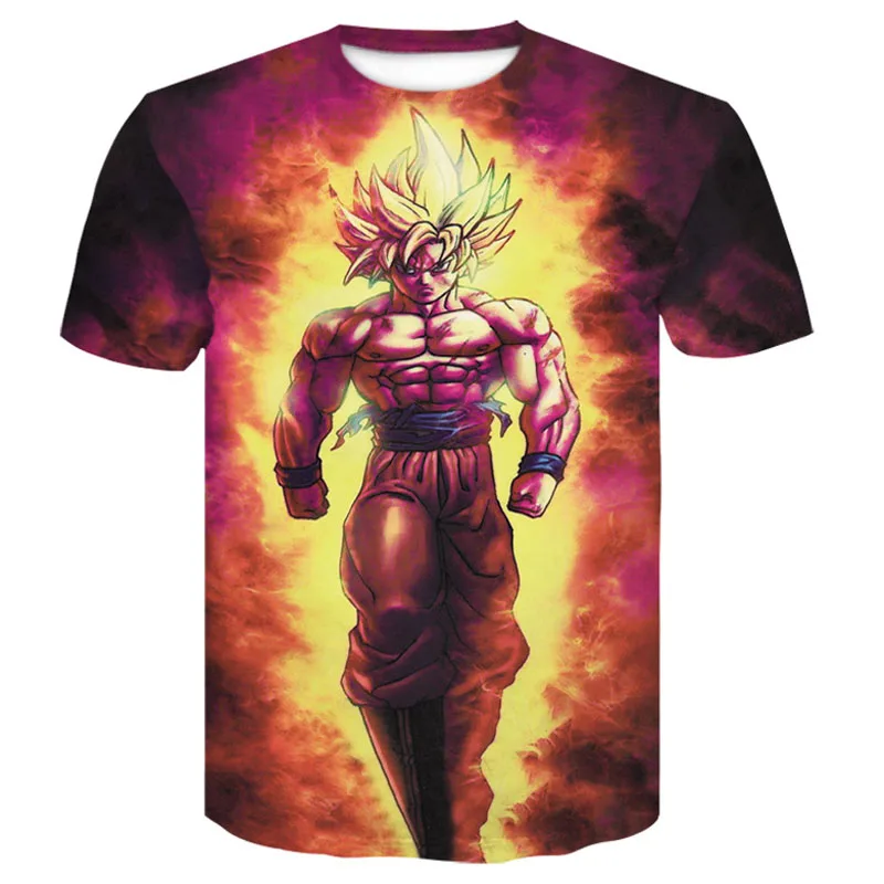 2 Манга dragon ball z Super Saiyan Son Goku, аниме, летняя 3D печать, новинка, модные футболки, топы для мужчин/мальчиков, мультяшная Повседневная футболка - Цвет: 2