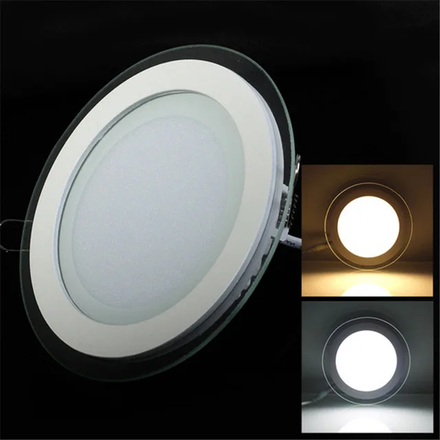 

6W 9W 12W 18W LED Panel Downlight Round Glass Cover Lights High Bright Ceiling Recessed Lamps AC85-265 + Driver