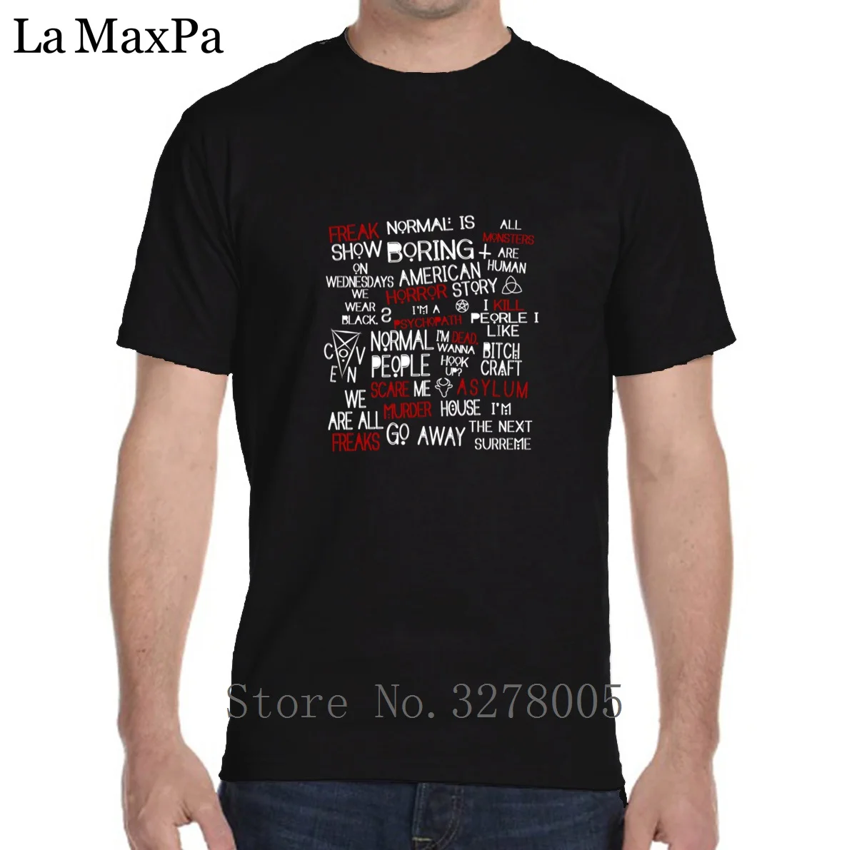 Printed Tshirt Man Male Funny Casual American Horror Story T-Shirt For Men 100% Cotton Short Sleeve Tee Shirt Humour Plus Size | Мужская