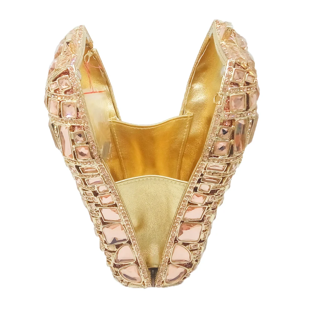 Цвет шампанского персиковый с кристаллами клатч вечерние сумки для женщин