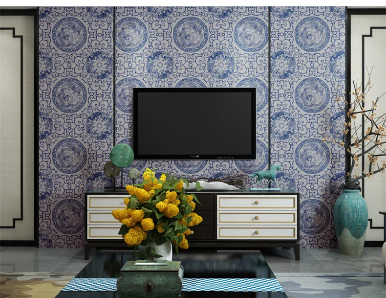 Современные китайские обои драконов водонепроницаемые ПВХ виниловые для учебы