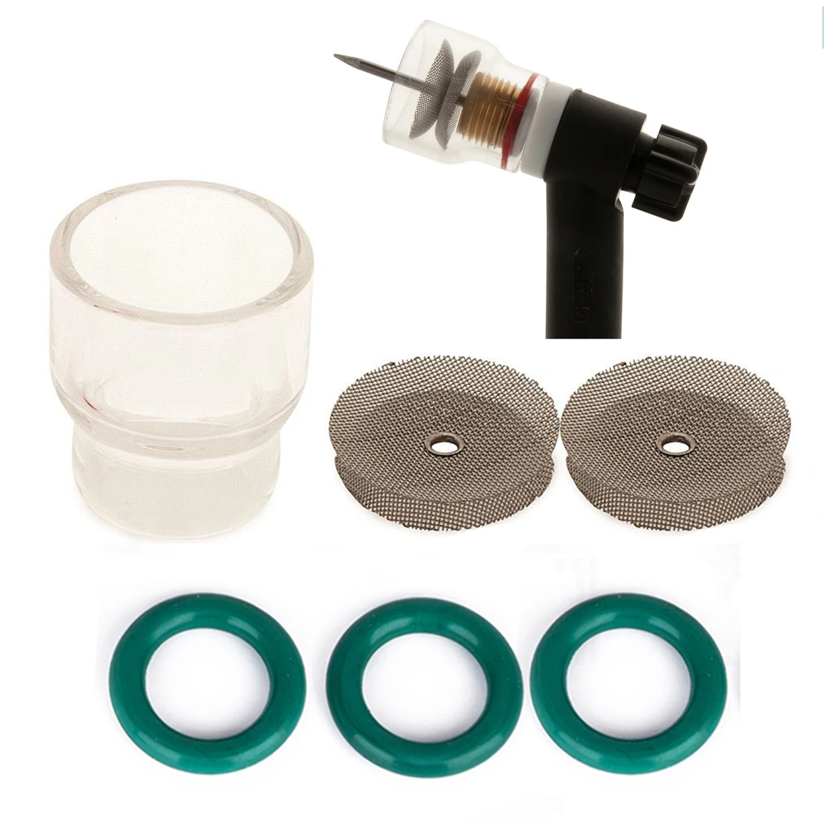 

7pcs/set Tig Welding Kit For WP-9 & WP-17 Gas Lens Welding Accessories 1.6mm and 2.4mm #12 Size Pyrex Glass Cup