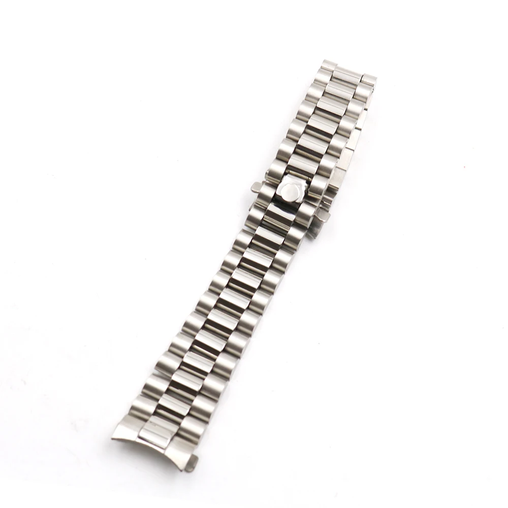 Rolamy 20mm Watch Band Silver Hollow Curved End Screw Links 316L Stainless Steel Replacem Band Strap Old Style Jubilee Bracelet