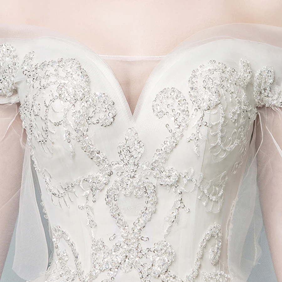 ADLN роскошное кружевное свадебное платье с блестками открытыми плечами длиной до