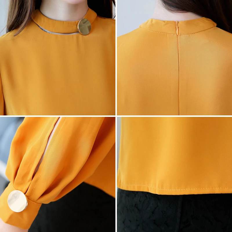 Женская шифоновая блузка 2019 Весенняя новая Корейская однотонная свободная