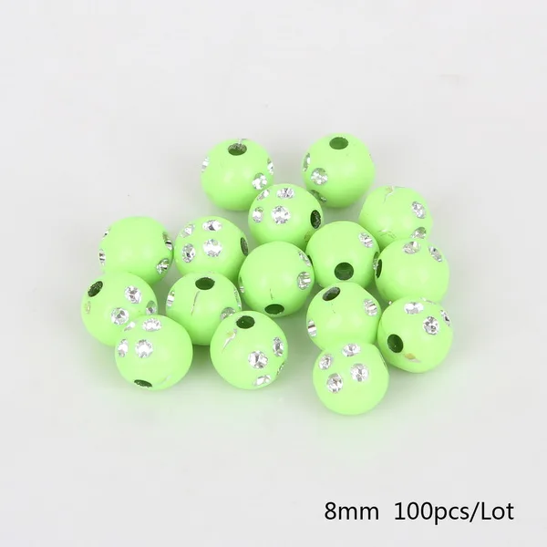 Grass Green 100 шт 8 мм разноцветные хрустальные стразы круглые акриловые бусины для рукоделия Ремесло Украшение для альбома - Цвет: Grass Green