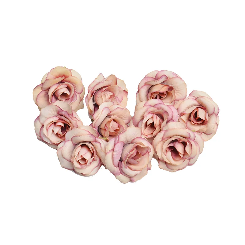 Champagne pink Новинка, 10 шт./лот, искусственный цветок, 4 см., Шелковый цветок розы, голова, украшение для свадьбы, вечеринки, дома, сделай сам, венок, скрапбук, Подарочная коробка, ремесло - Цвет: Champagne pink