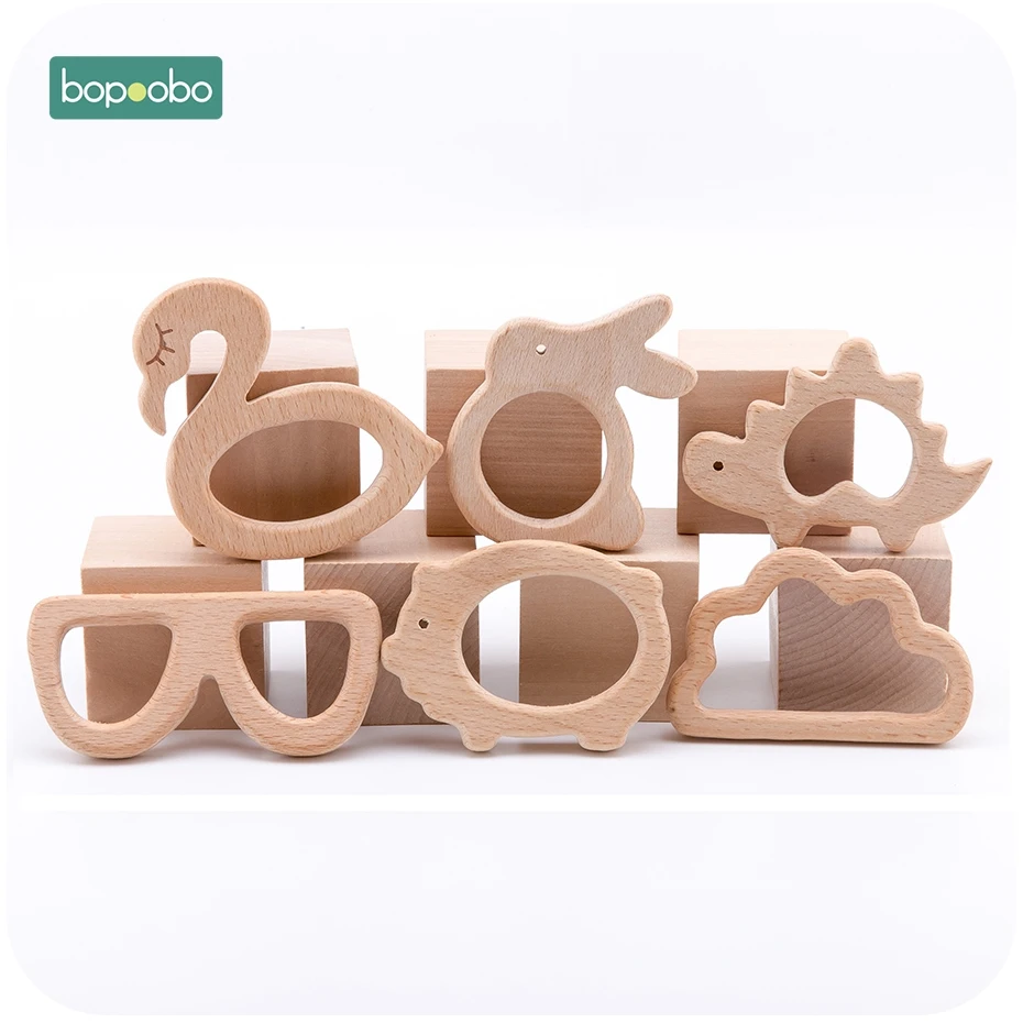 Bopoobo 1 шт. детские игрушки деревянный Прорезыватель для зубов с животными для новорожденных игровые аксессуары для гимнастики Diy Подвеска жевательные крошечные прорезыватели
