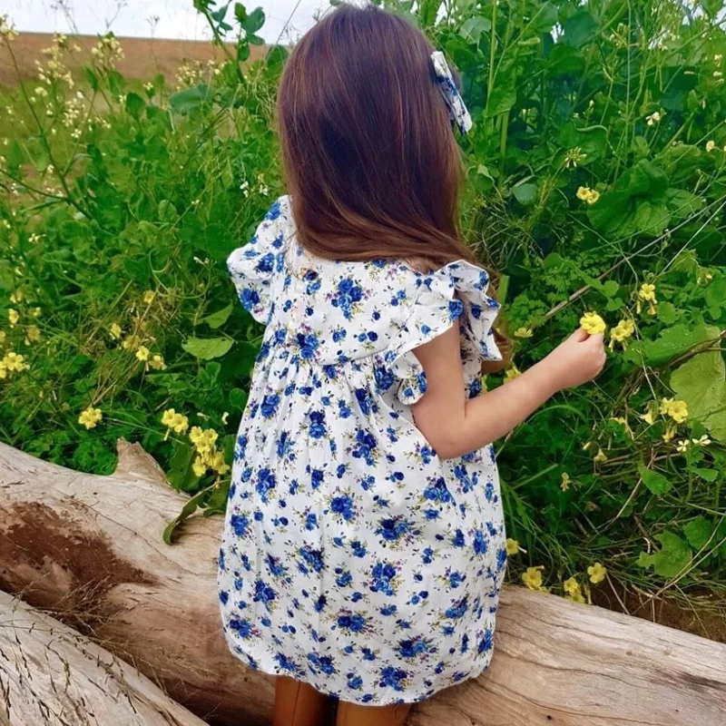 Kids Dresses for Girls Baby Girl Dress Casual Clothes Vestidos Children Tutu Princes Floral Flying Sleeve | Детская одежда и обувь