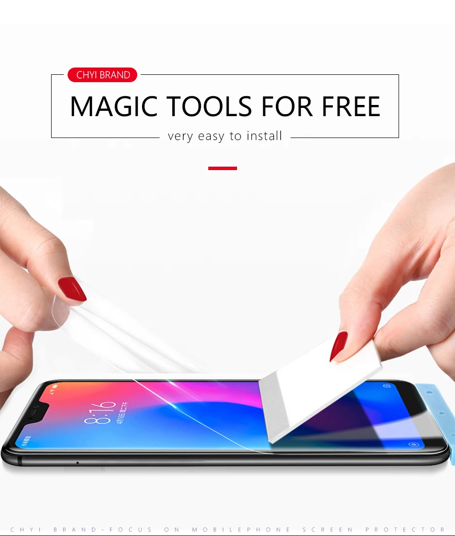 CHYI 3D изогнутая пленка для Xiaomi mi A2 Lite Защитная пленка для экрана 5,84 дюймов красная mi 6 pro нано Гидрогелевая пленка с инструментами не закаленное стекло