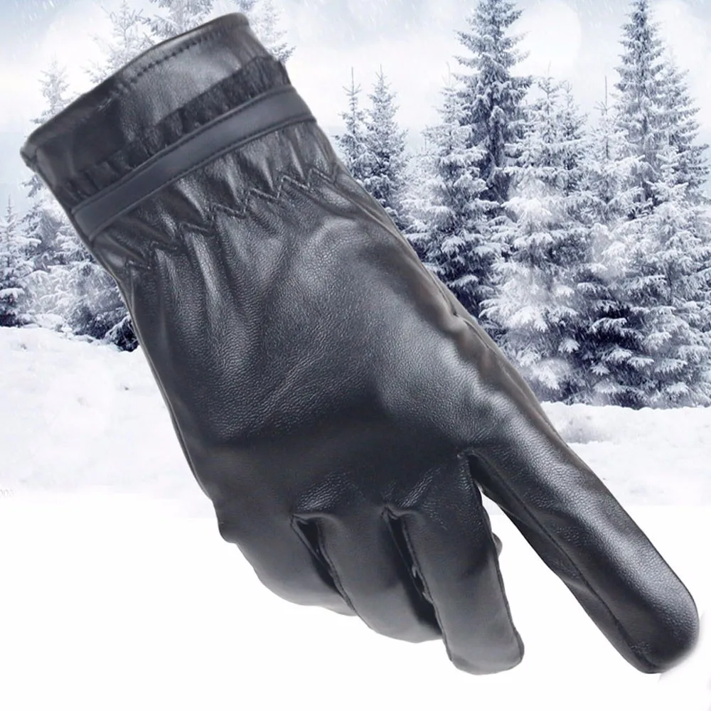 Модные женские зимние теплые кожаные перчатки с мягкой подкладкой мотоциклетные