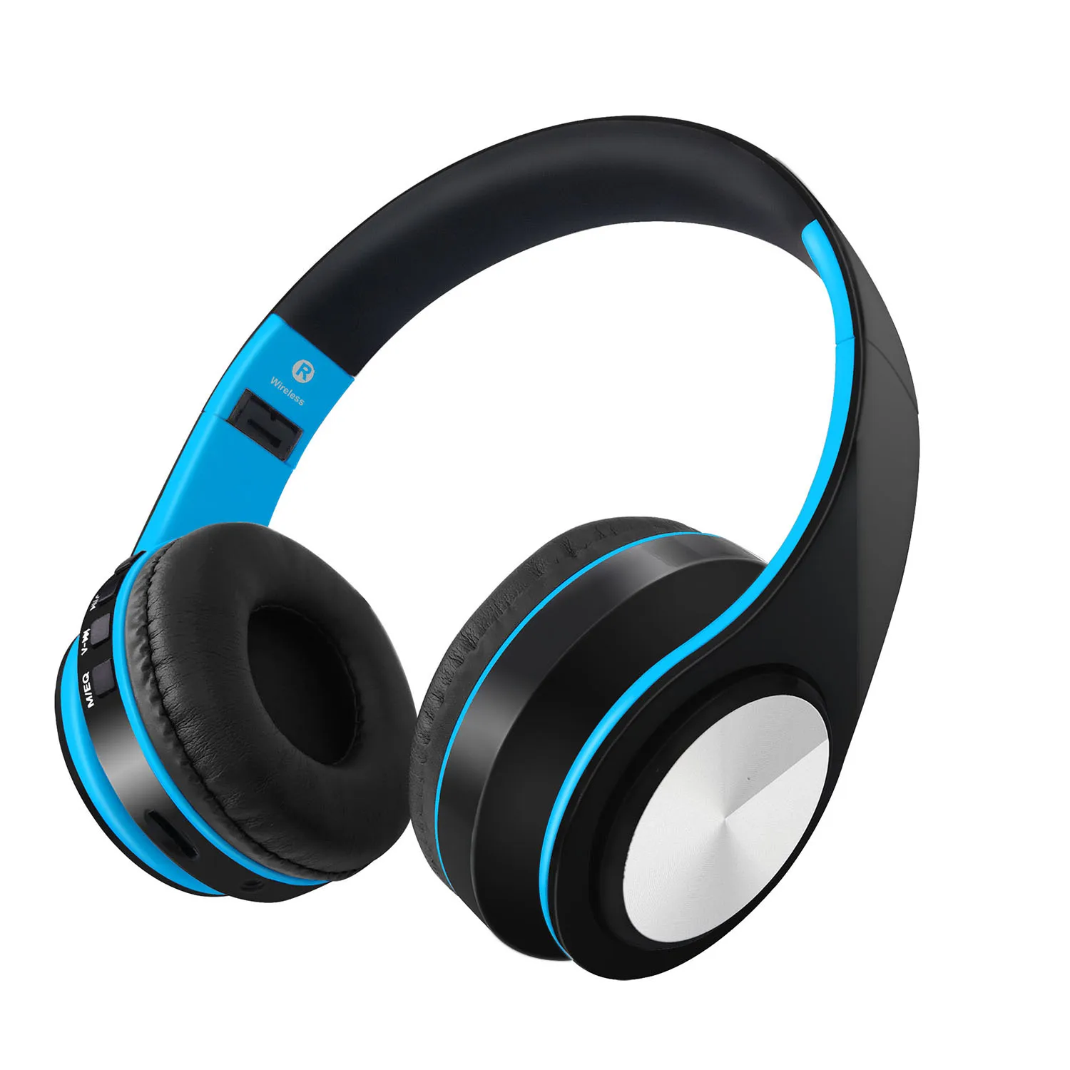 422b-blue Bluetooth наушники на ухо, HD стерео Беспроводная гарнитура с памятью-белками наушники, складные Проводные/беспроводные наушники для телевизора - Цвет: 422b-blue
