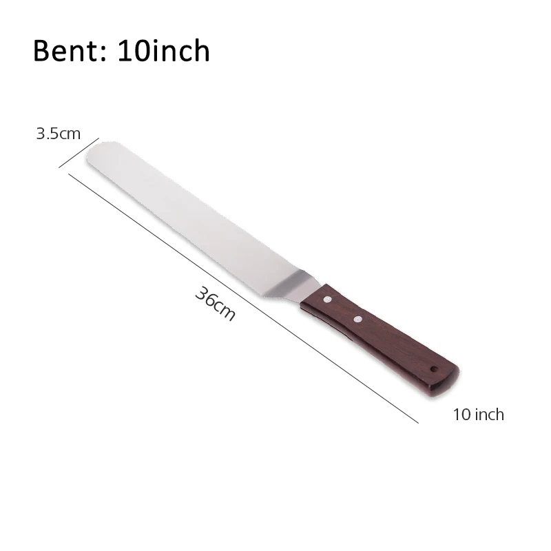 Bent 10 inch Anpro нержавеющая сталь Торт Глазурь шпатель масло крем глазурь нож с деревянной ручкой профессиональные Кондитерские украшения инструменты - Цвет: Bent 10 inch