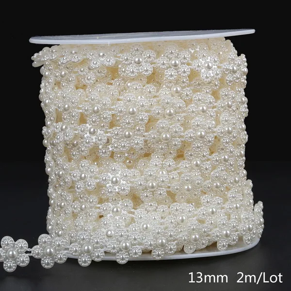 Size 13mm 2m ABS Имитация Бусины слоновая кость, жемчуг, линия цепи, шнур, нить, отделка для DIY, Свадебная вечеринка, украшения и ювелирные изделия, аксессуары для рукоделия - Цвет: Size 13mm 2m