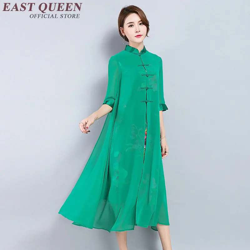 Лето 2018 Китайские Восточные платья женские элегантные в восточном стиле летнее