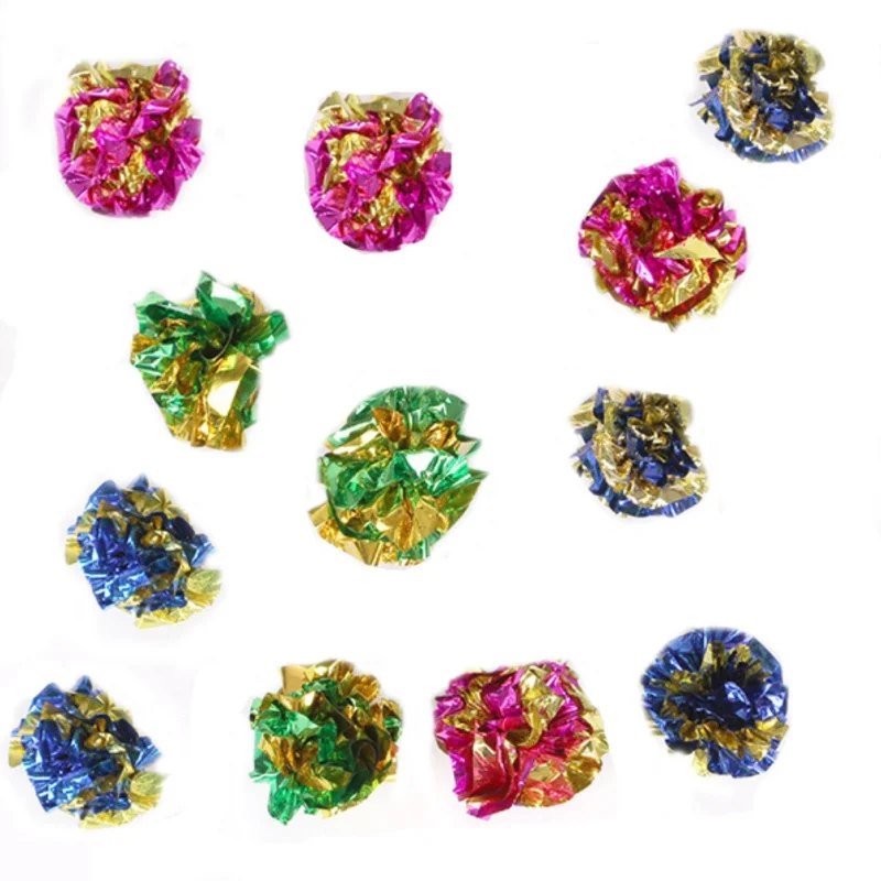 Cat Toy Colorful Crinkle Crackle Paper Rustle Sound Mylar Ball Scratcher Scratching Fun Play Toys Products for Cats | Дом и сад