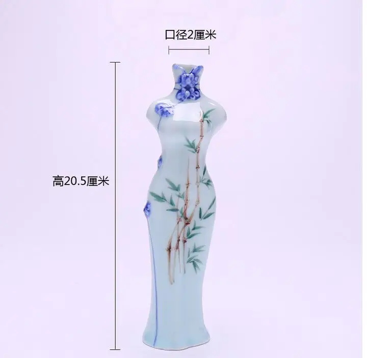 Taqua Настольный горшок Ручная роспись Cheongsam керамические вазы сухие цветы | Дом и