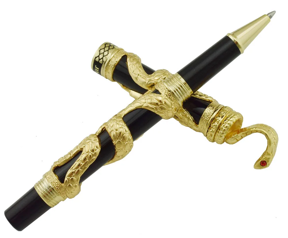 Jinhao Змея винтажная шариковая ручка Золотая кобра 3D узор текстура рельефная