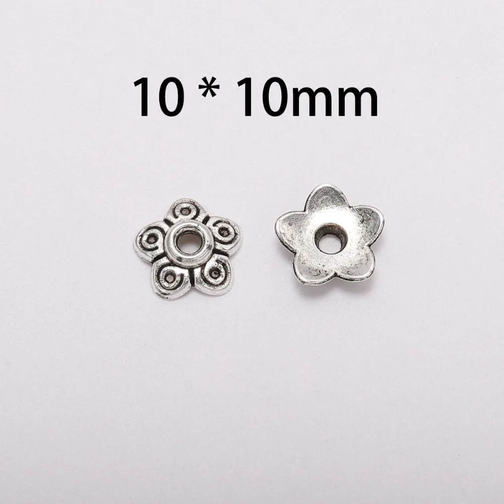 

50pcs/Lot 10mm 5 Petals Antique Bead Caps For Jewelry Making Bead Caps End Alloy Receptacle Flower Torus DIY Spaced Apart