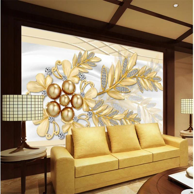 wellyu Imitation soft package jewelry flower leaf TV background wall custom large mural green silk wallpaper | Обустройство дома